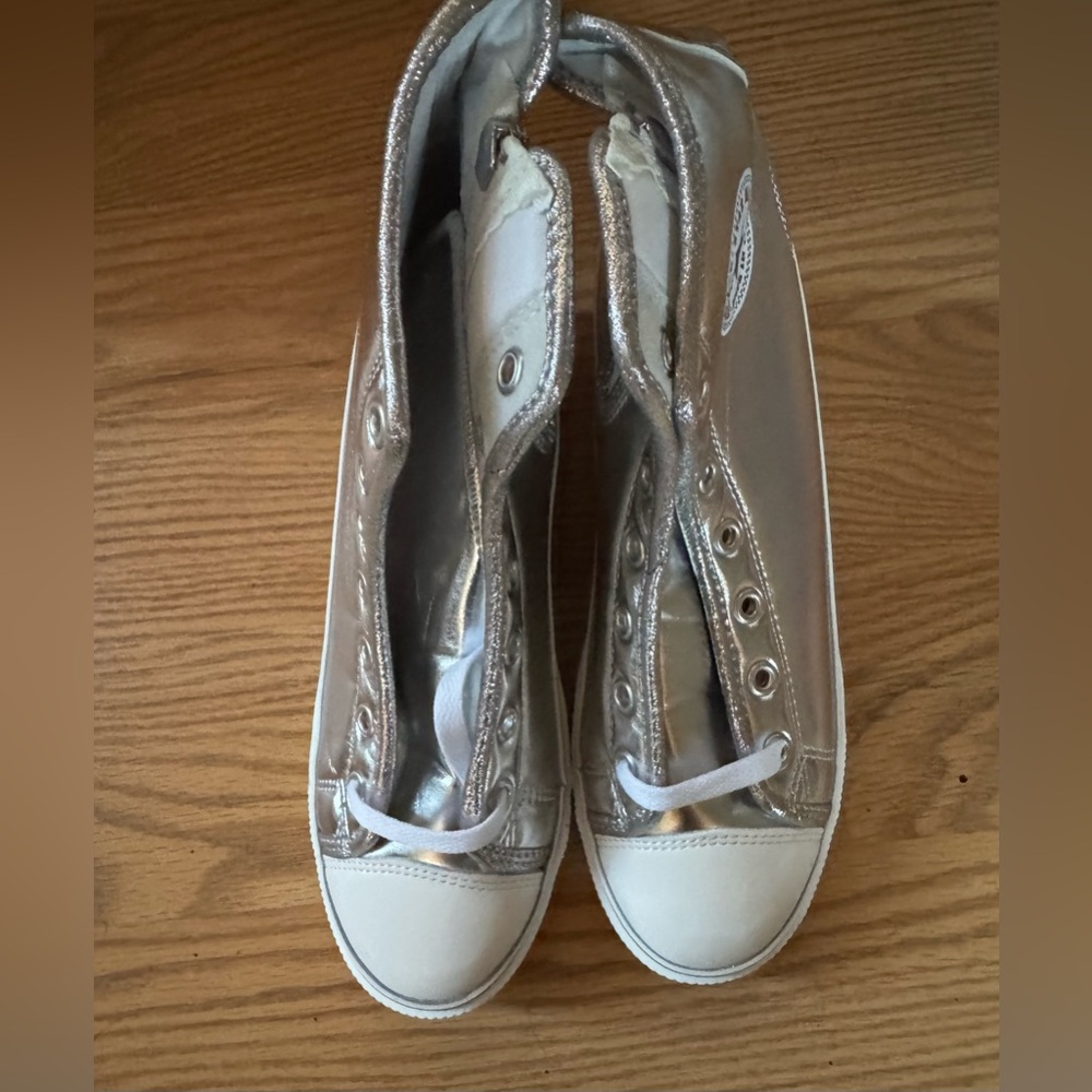 🆕 [Maxstar] Women's Zipper Low Wedge Heel Silver High Top Sneakers Sz: 8 - Picture 4 of 9